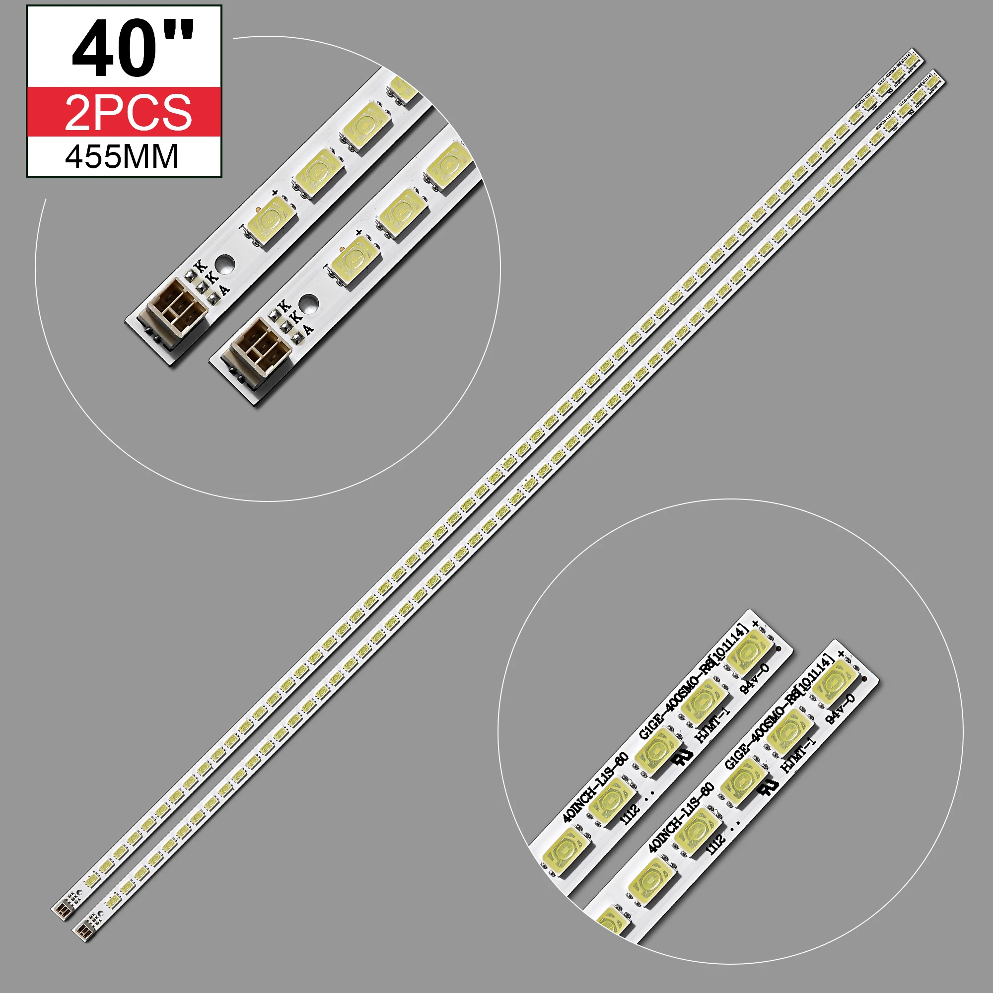 2 sztuk x 40 cal listwa oświetleniowa LED na 40 \'\'TV L40F3200B LJ64-03029A LTA400HM13 40 cal-L1S-60 G1GE-400SM0-R6 60-LEDs 455mm