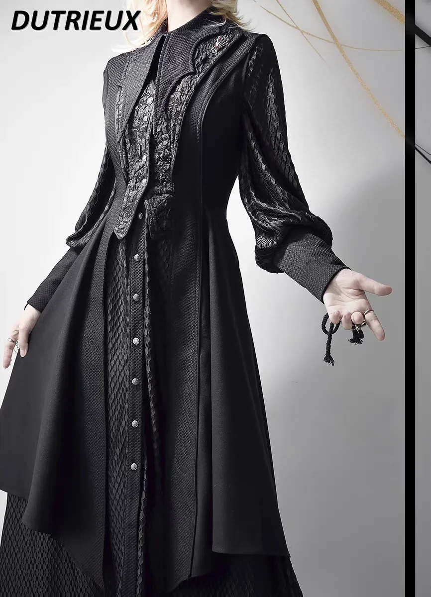 Japanese Goth Lolita Long Retro Slim-fit Vest Jacket and Single Breasted Long-sleeved Shirt Shorts Handsome Suit