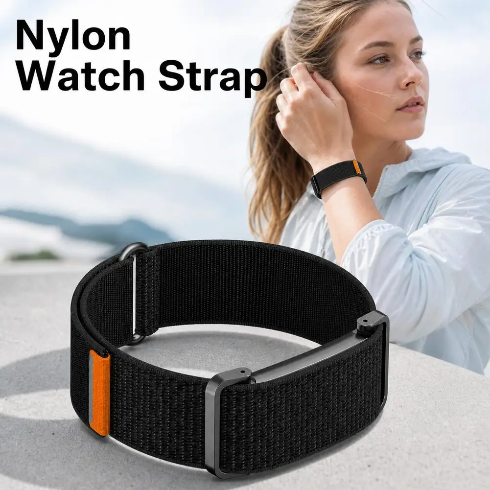 Nylon Sport Watch Strap For Google Fitbit Air Braided Breathable Quick Release Replacement Wrist Band Metal Protective Frame