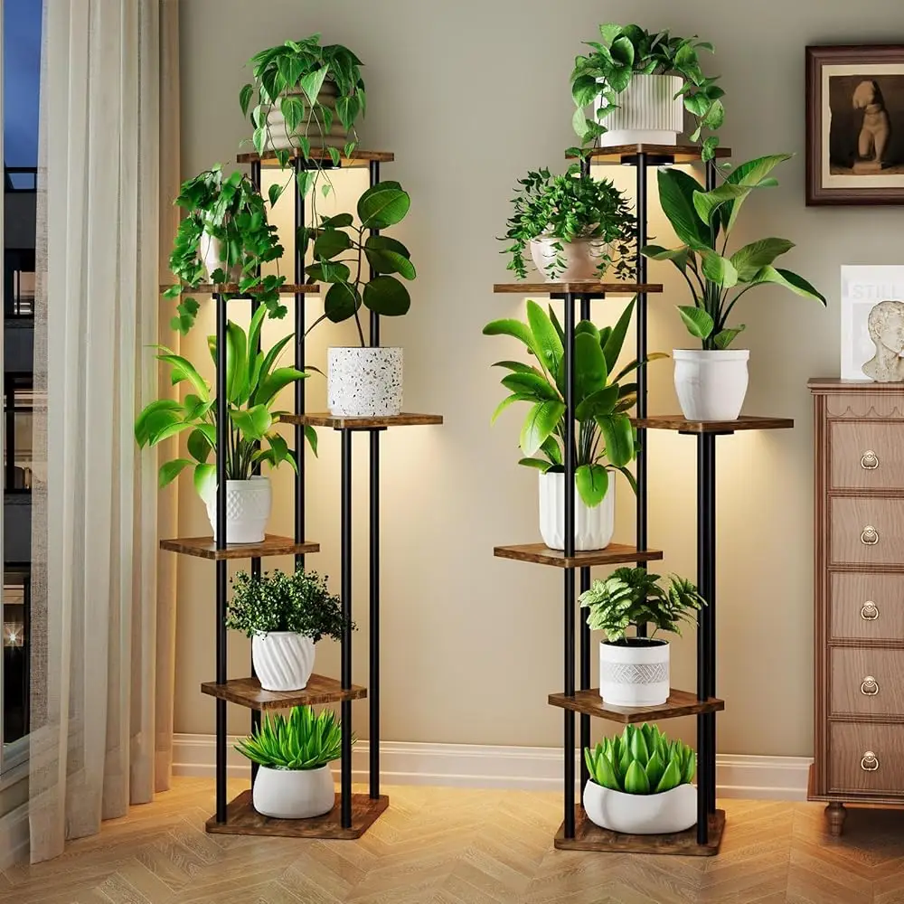 

2 Pa Plant Stand Indoor With Grow Light, 52"" Tall Plant Shelf For Corner Plants Multiple, 6 Tiered Heavy Duty Plant Display