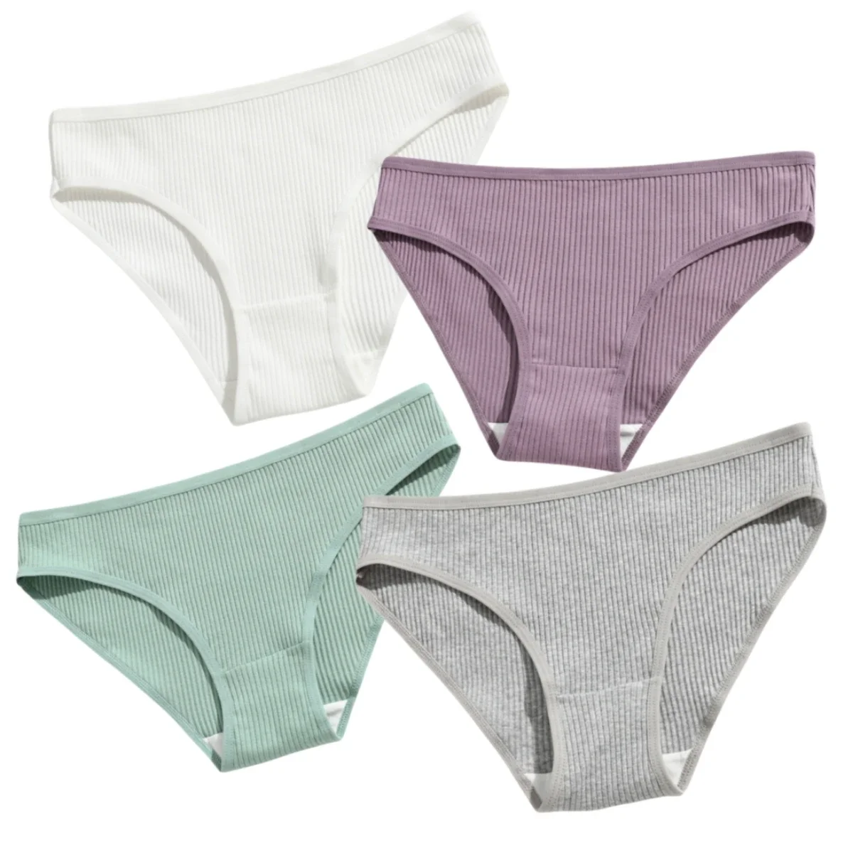 Seamless Panties Ribbed Cotton Briefs Ladies Low Waist Bikini Panty Sports Underwear Girls Breathable Solid Color Underpants