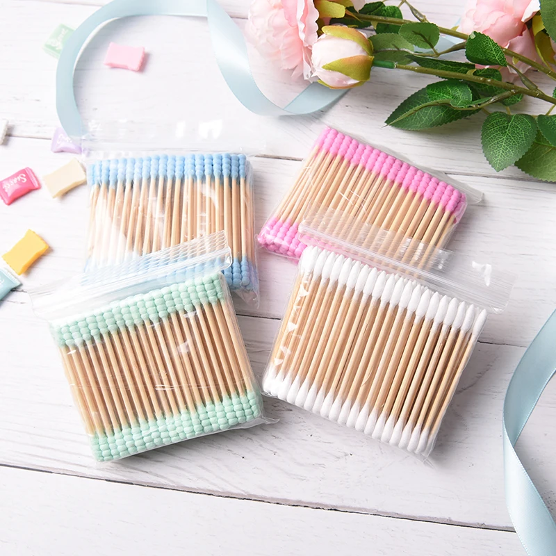 

100pcs/Lot/Bag Candy Color Double Headed Cotton Swabs Cotton Stick Makeup Tool