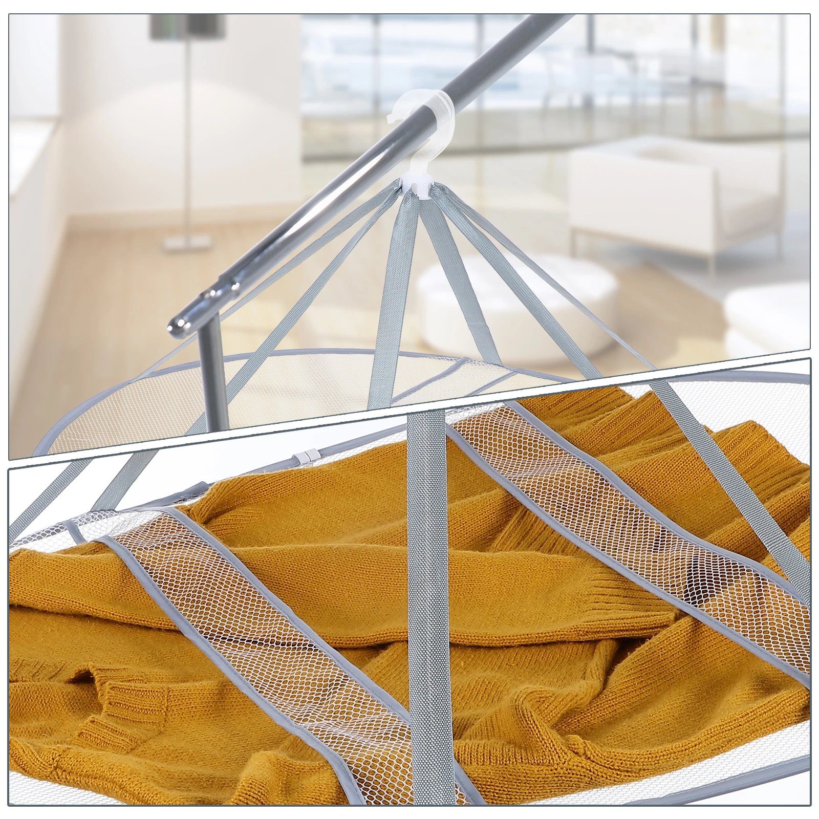 

Folded Mesh Clothes Drying Net Rack Sweater Drying Rack Mesh Clothes Laundry Hanging Mesh Rack Socks Swimsuit Toys Coat Dress