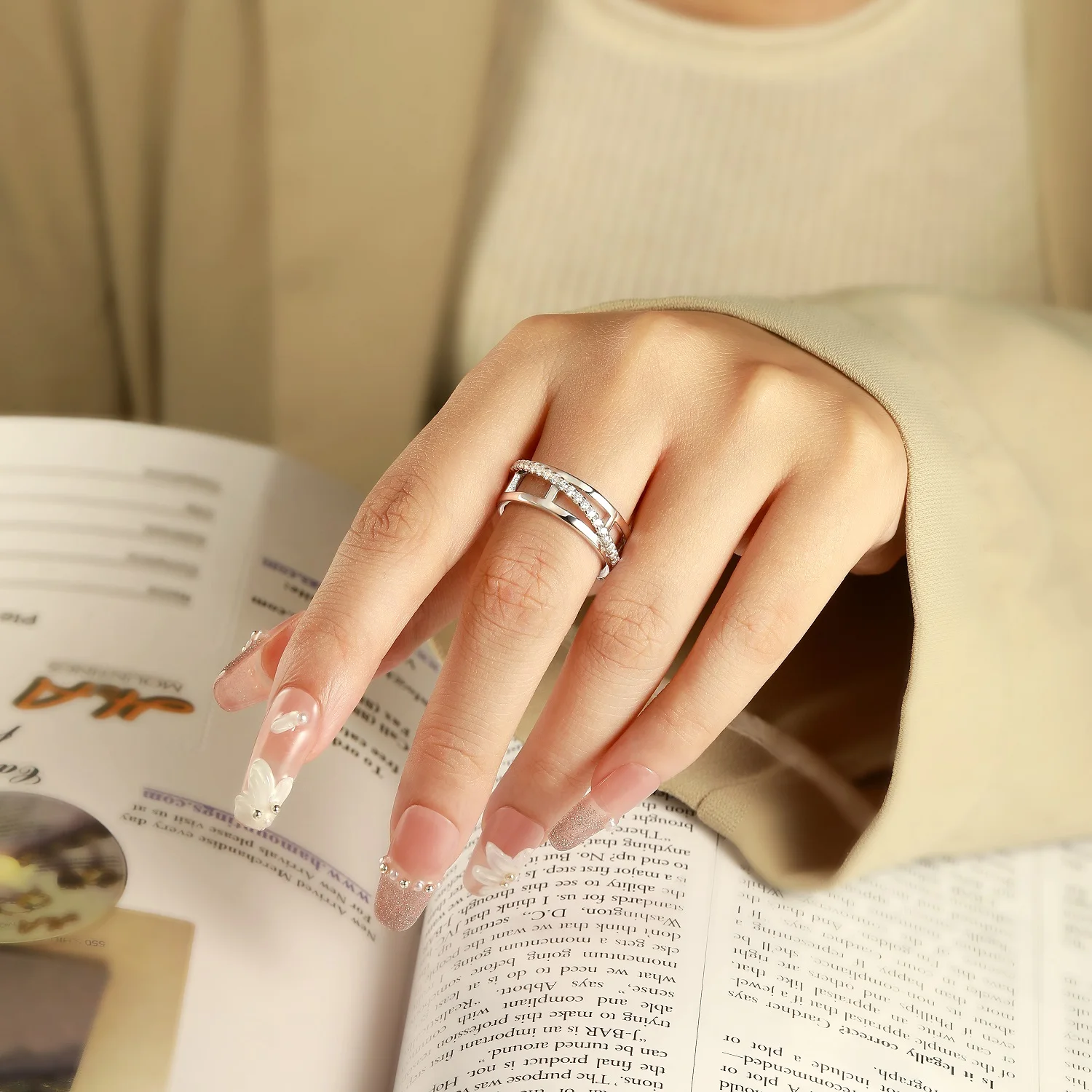 

Солнце Звезда Высокое Качество Модные Ювелирные Изделия Стерлингового Серебра 925 Проложить Циркон Камни Кольца для Женщин