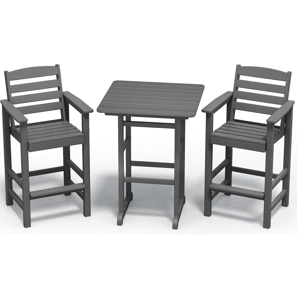 

Balcony Adirondack Chairs and Table 3 Pieces Set, Adirondack Bar Height Chairs Set of 2 and Bar Table, Outdoor Bar Stools Set,