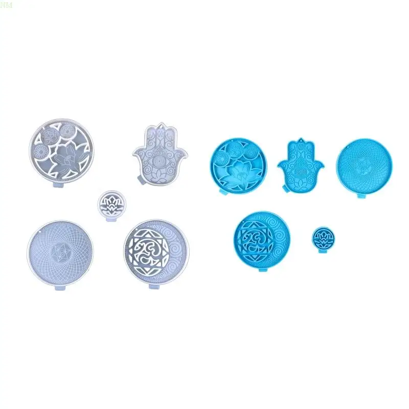 5 pçs ornamentos yoga gota cola molde diy yoga pingente molde redondo yoga decoração molde silicone para diy nm