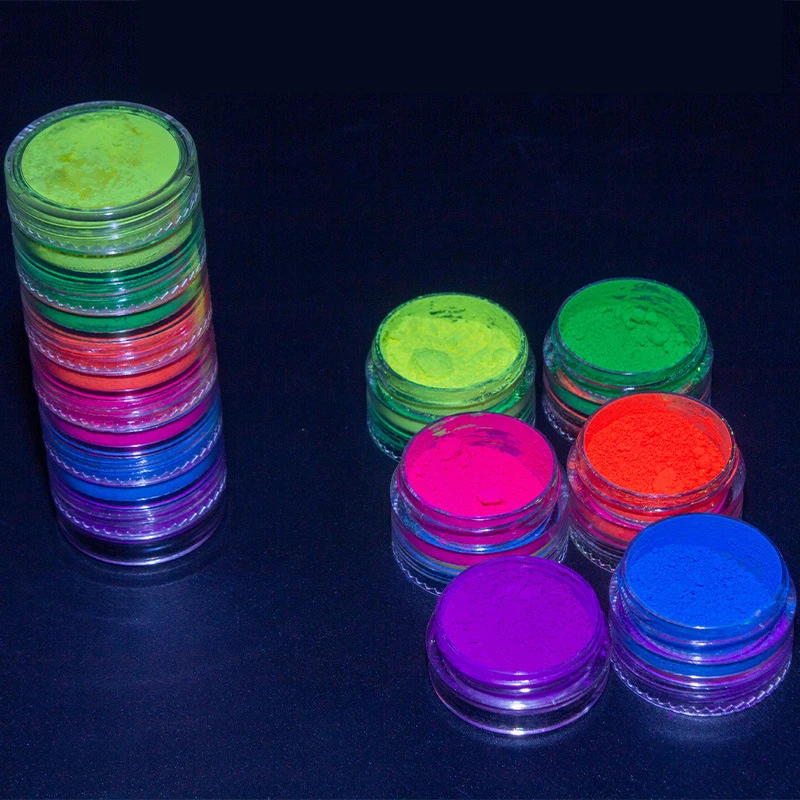 6Pcs Neon Pigment Powder For Nails Art Decoration Fluorescent  Rainbow Gradient Nails Make Up Sparkle Chrome Dust