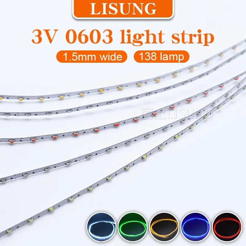 1M 3v 1.5mm Led Strip Thin 1.5mm Width White Red Blue Green Yellow Model Airplane Sand Table Led Emitting Decoration Tape