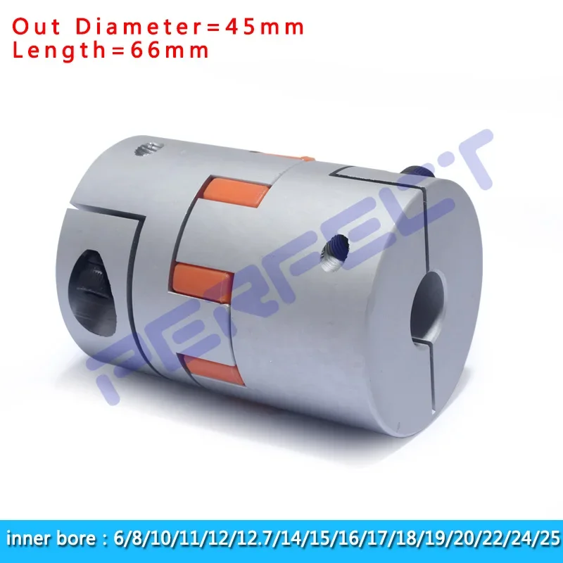 

D45L66 Plum coupling star engraving machine servo motor coupler inner hole 6/8/10/11/12/12.7/14/15/16/17/18/19/20/22/24/25mm