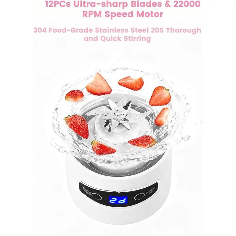 A005-High Power 20Oz/600Ml Cordless Personal Portable Blender-Smoothies& Shakes White Large Capacity