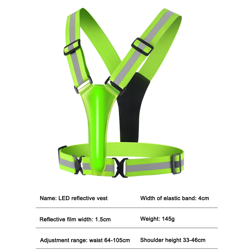 LED Running Vest USB Rechargeable Reflective Cycling Safety Vest Adjustable Strap High Visibility 3 Light Mode for Night Running image 6