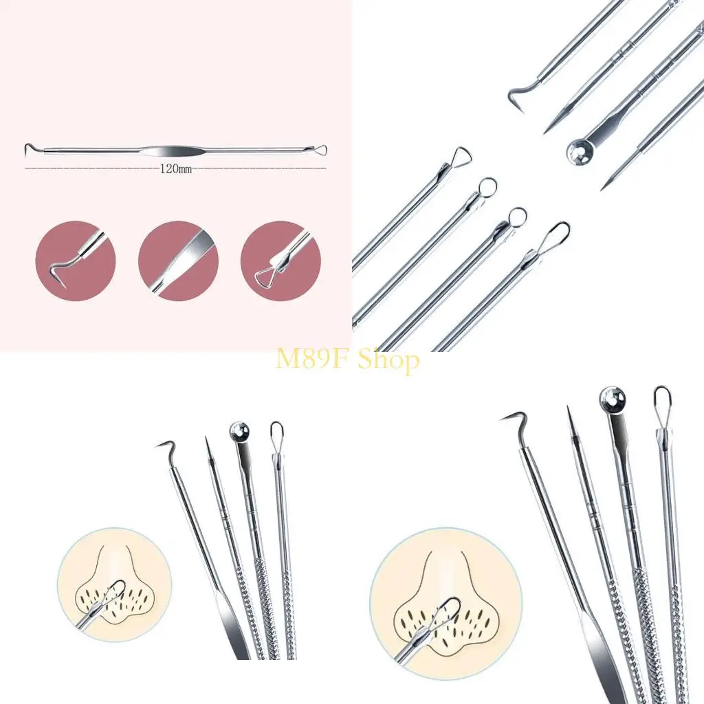 M89F 4PCS roestvrij staal Acne verwijdering Naalden Puistel Blackhead Remover Tools Face Skin Care Tools
