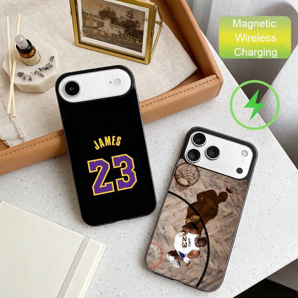 

L-LeBron J-James Supporter Vibe Phone Case For iPhone17,16,15,14,13,12,11 Max Black Wireless Charging Protecitve Cover