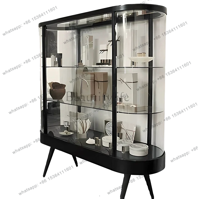 Italienischer Weinschrank aus Massivholz, leichter Luxus, schlichtes Wohnzimmer, an der Wand montiert, Rotweinglas-Schmuckschrank, hochwertig.