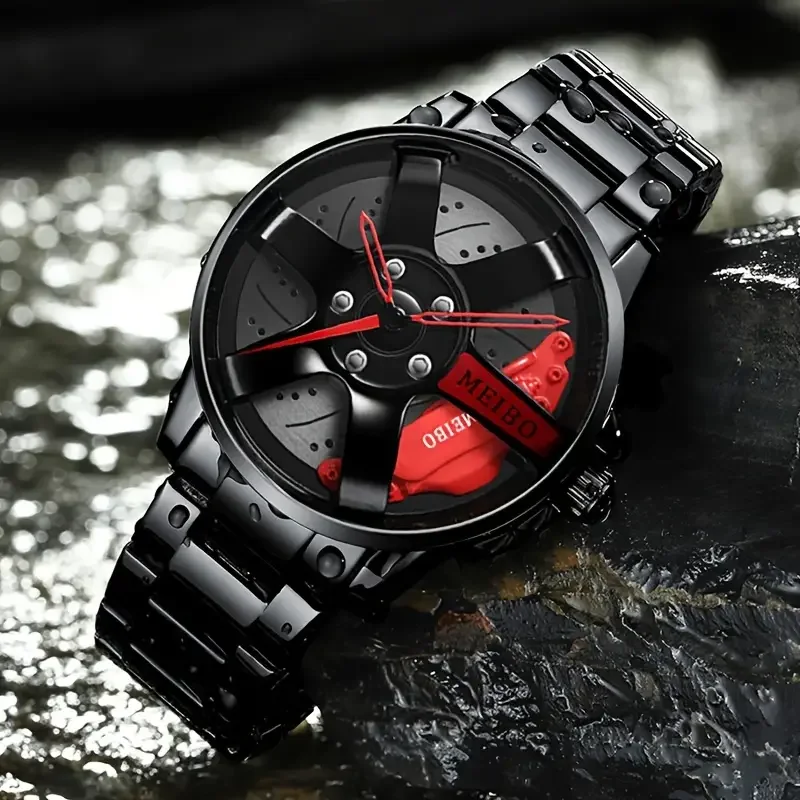 Fashion Wheel Design Men Watch Unique Trend Steel Racing Brake Calipers Quartz Watches For Man Gifts Hot Sale