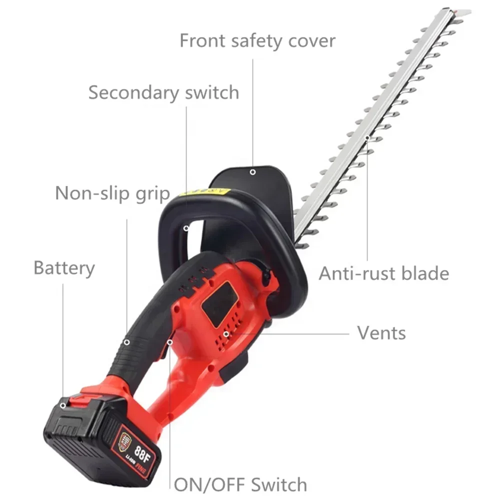 1800W 21V Double Edge Electric Grass Hedge Trimmer Pruning Saw Electric Lithium Battery Cordless Hedge Trimmer