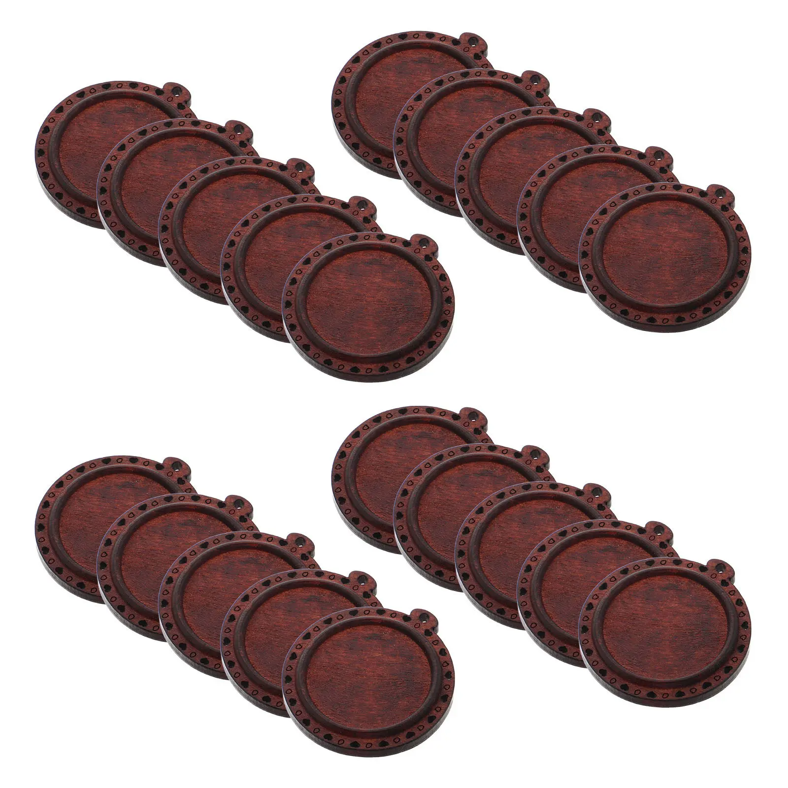 

20Pcs Wood Pendant Tray Blank Vintage Round Bezel Settings Jewelry Making Base Tray for Necklace DIY Craft Accessory