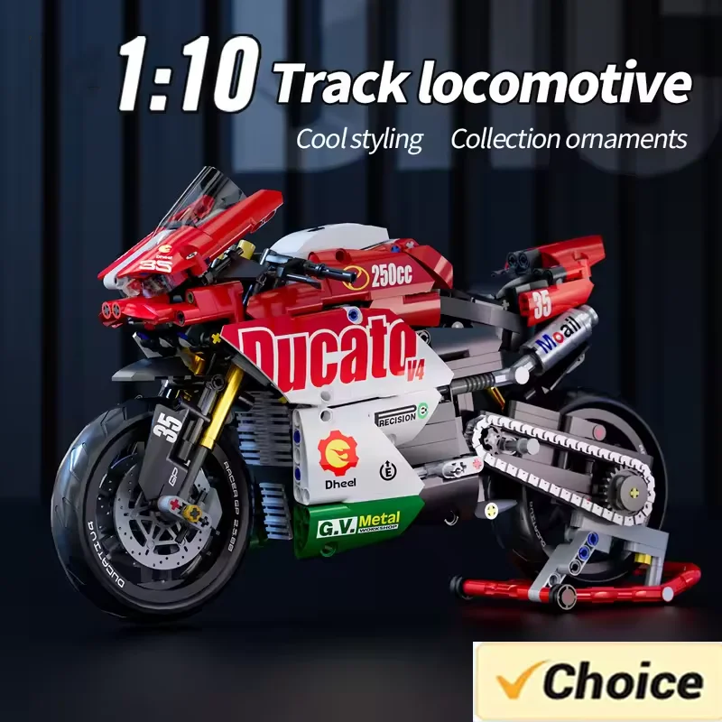 Technic Series Red Motorcycle Building Blocks Set Super Motorbike Model Kit Racing Assembled Toys DIY Christmas Gifts For Adults