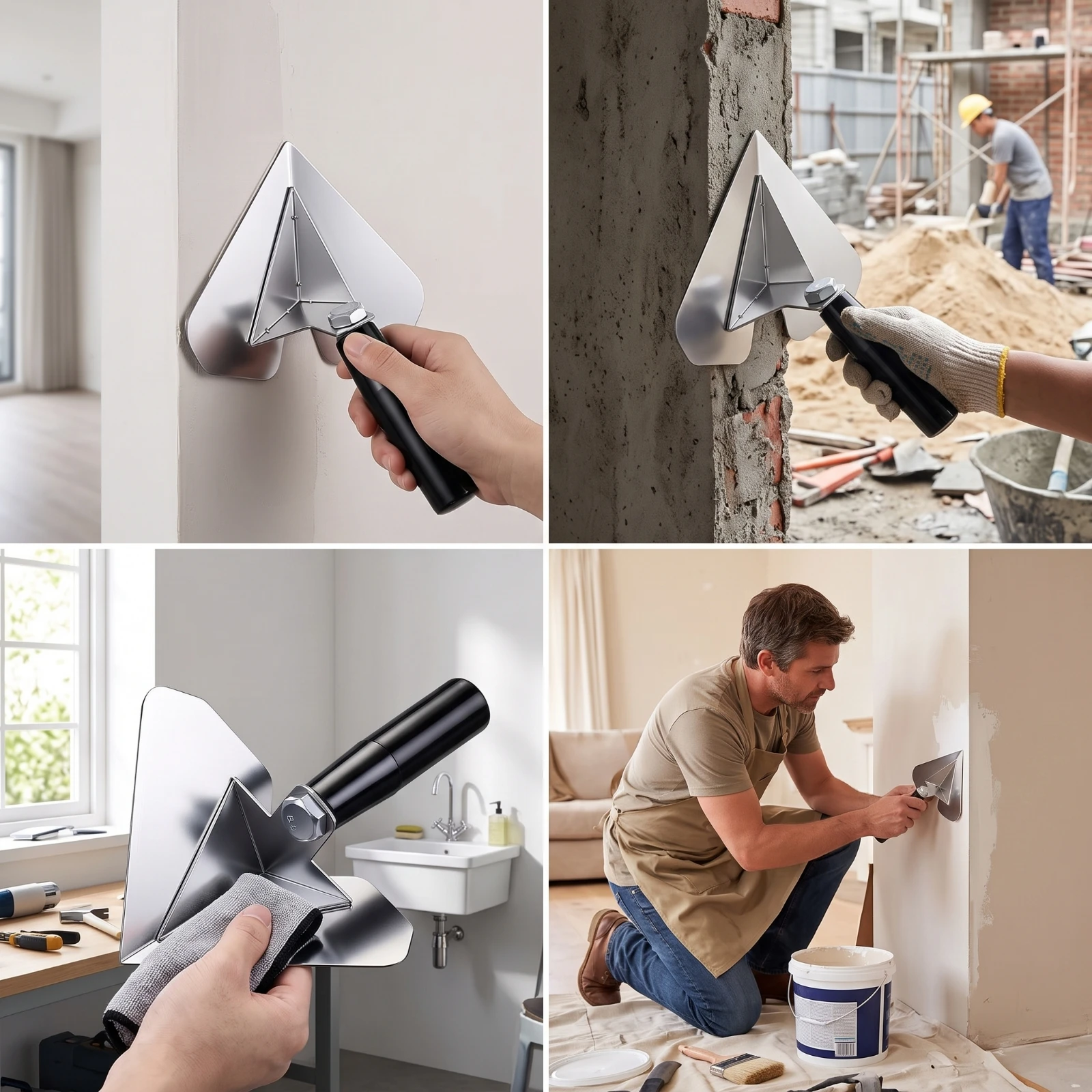 Inside Corner Trowel Ergonomic Corner Finishing Tool with ABS Handle 90-Degree Trowel Mirror Polished Easy to Clean