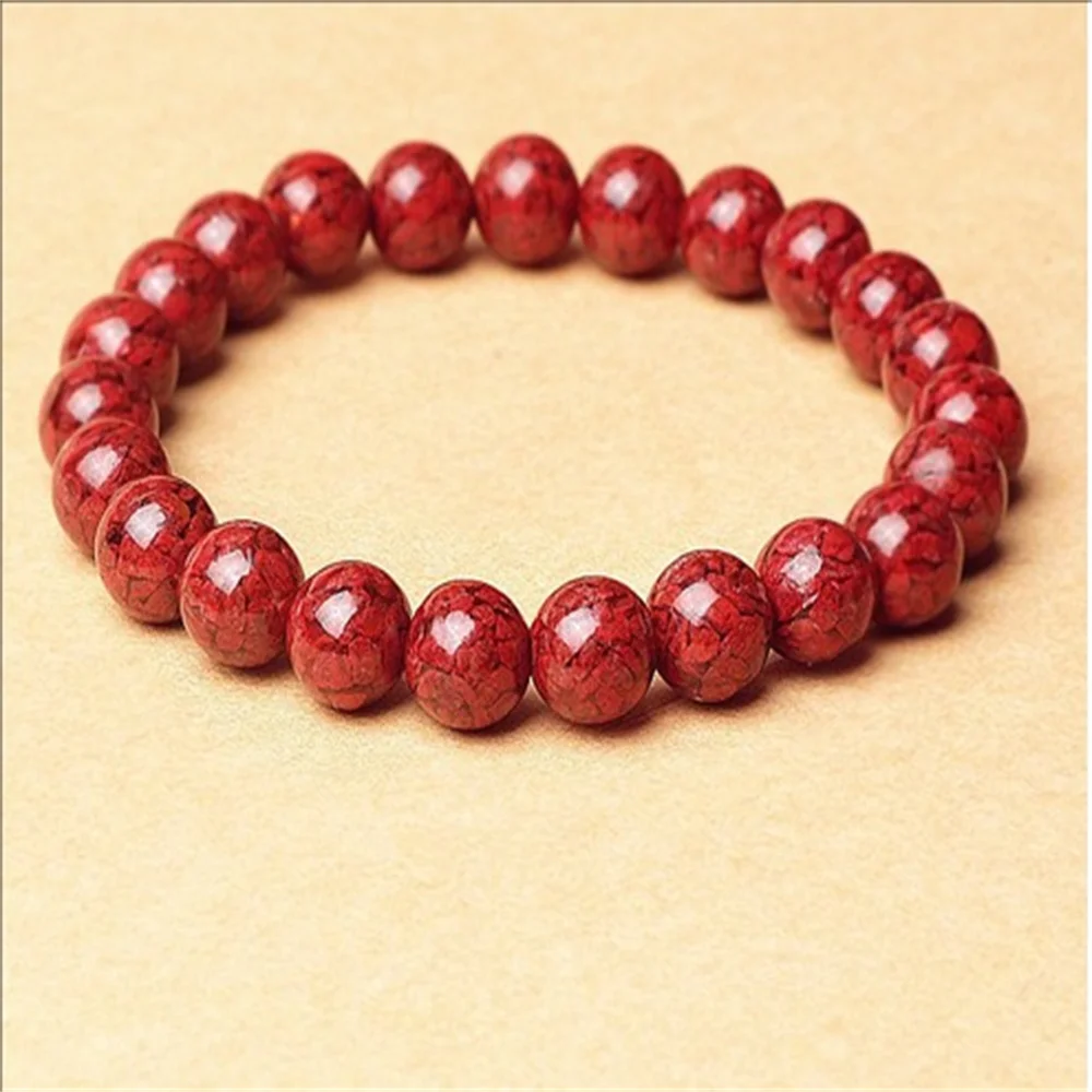 

High content crystal sand, cinnabar round bead bracelet, men's and women's purple gold sand