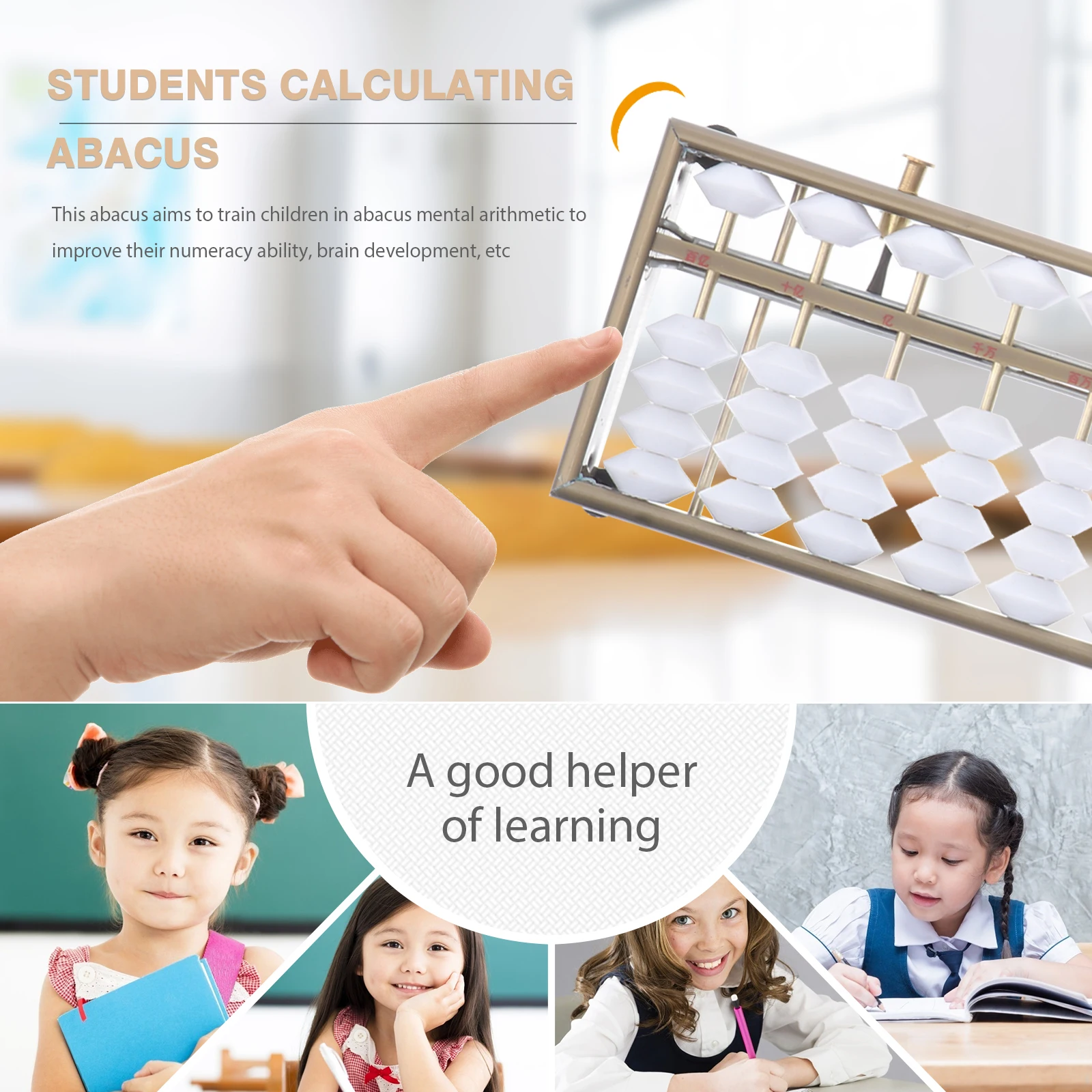2 pcs White Aluminum Abacus Kids Math Toy Teach Counting Children Arithmetic Beads Calculator Educational Learning Brain