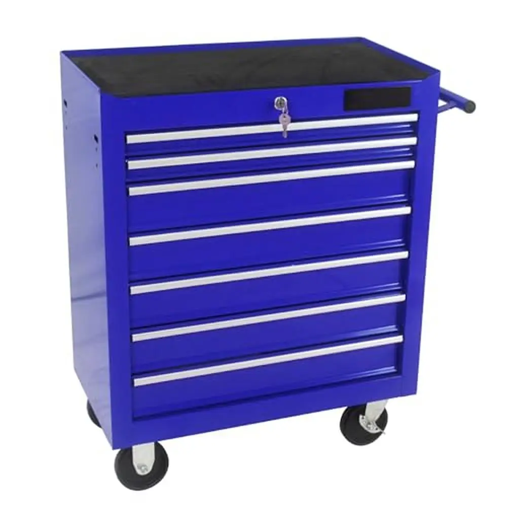 High Capacity Rolling Tool Box with 7 Drawers Mobile Storage Cabinet Garage Lockable and Ball-bearing Drawers Heavy Duty Steel