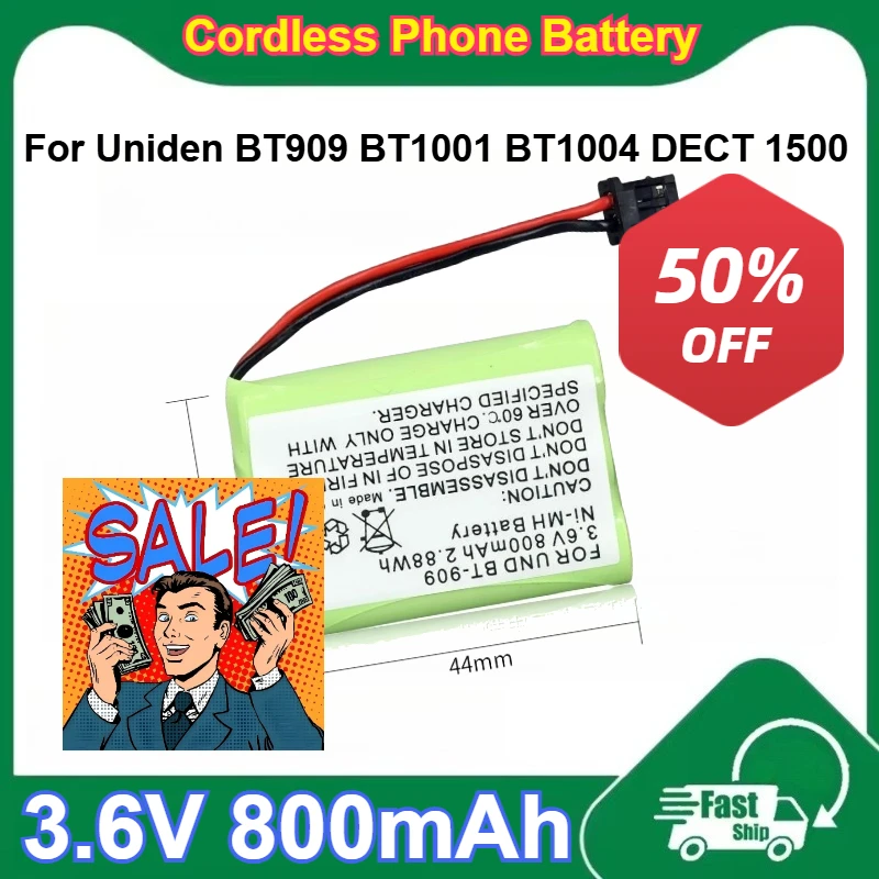 

3 * AAA 3.6V NI-MH Battery Pack 800mAh Capacity for Uniden BT909 BT1001 BT1004 DECT 1500 Cordless Phone Rechargeable Batteries