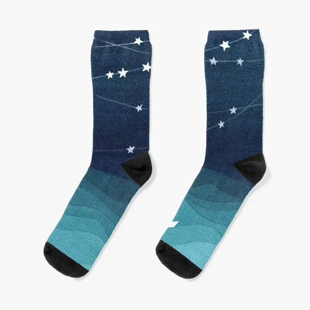 Garland of stars, teal ocean Socks christmas gift summer cool Socks Girl Men's