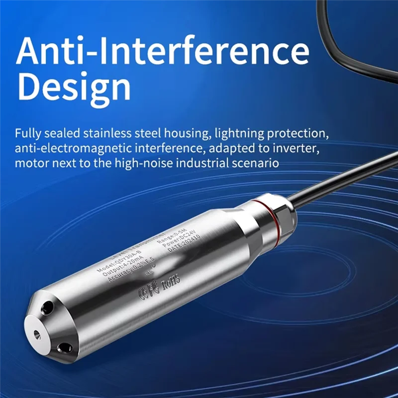 

KYCOR-Hydrostatic Water Level Sensor For Pump Control-Transmitter, 0-2M Range, DC24V, 4-20Ma Output Liquid Sensor