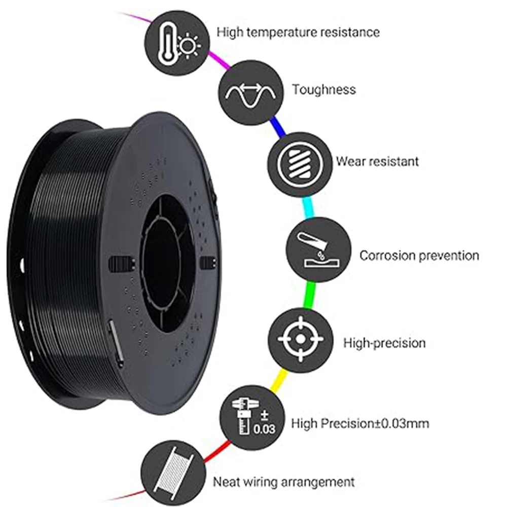 250g 500g 1Kg 3D Printer Nylon Filament High Tensile Strength Nylon White and Black Filament Good Flexibility 1.75mm 3D Printing