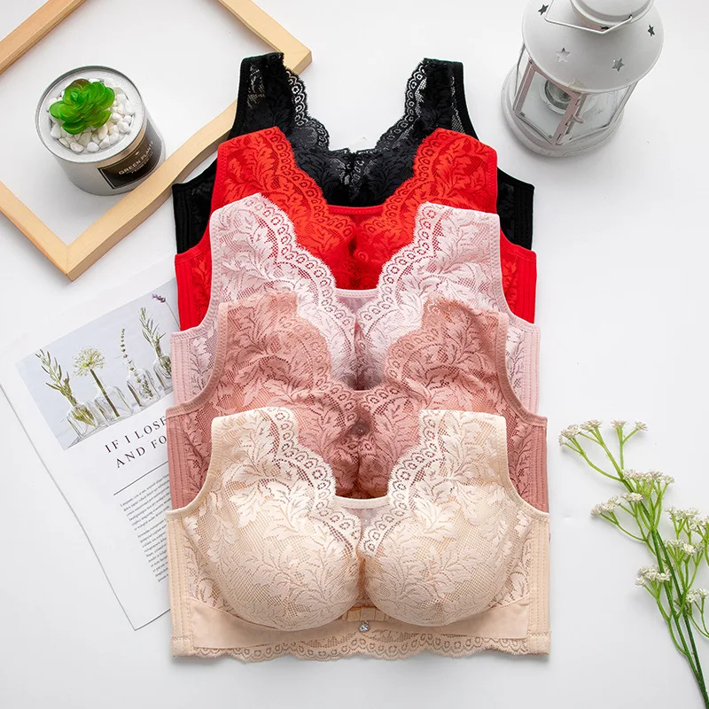 Large Size Bras for Women Sexy Lace Lingerie Bralette Vest Full Cup Brassiere 36 38 40 CD Cup Top BH Wireless Underwear