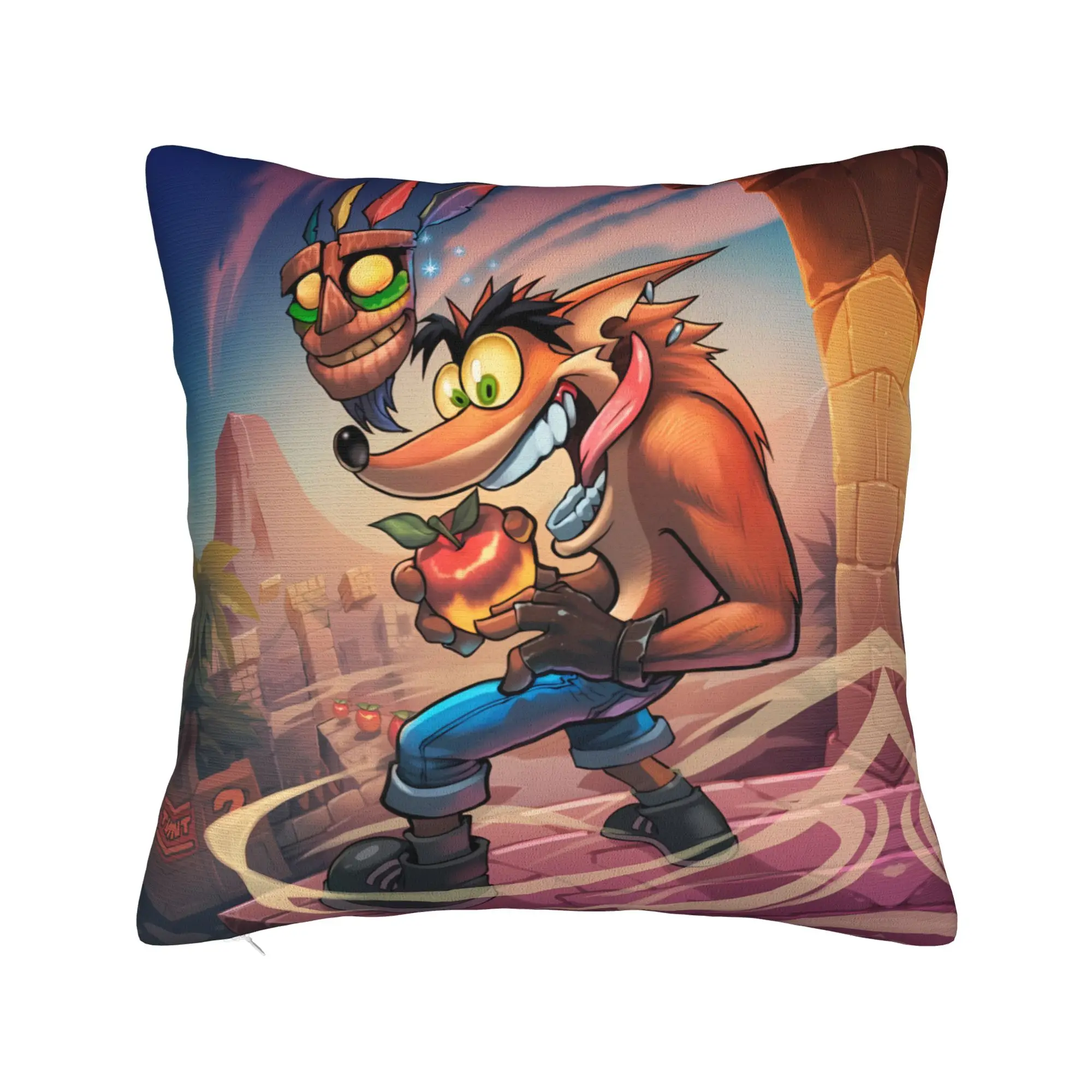 Crash Bandicoot Magic Land Pillowcases  Vintage Pillow Case For Living Room Bed Chair Square Pillow Cover