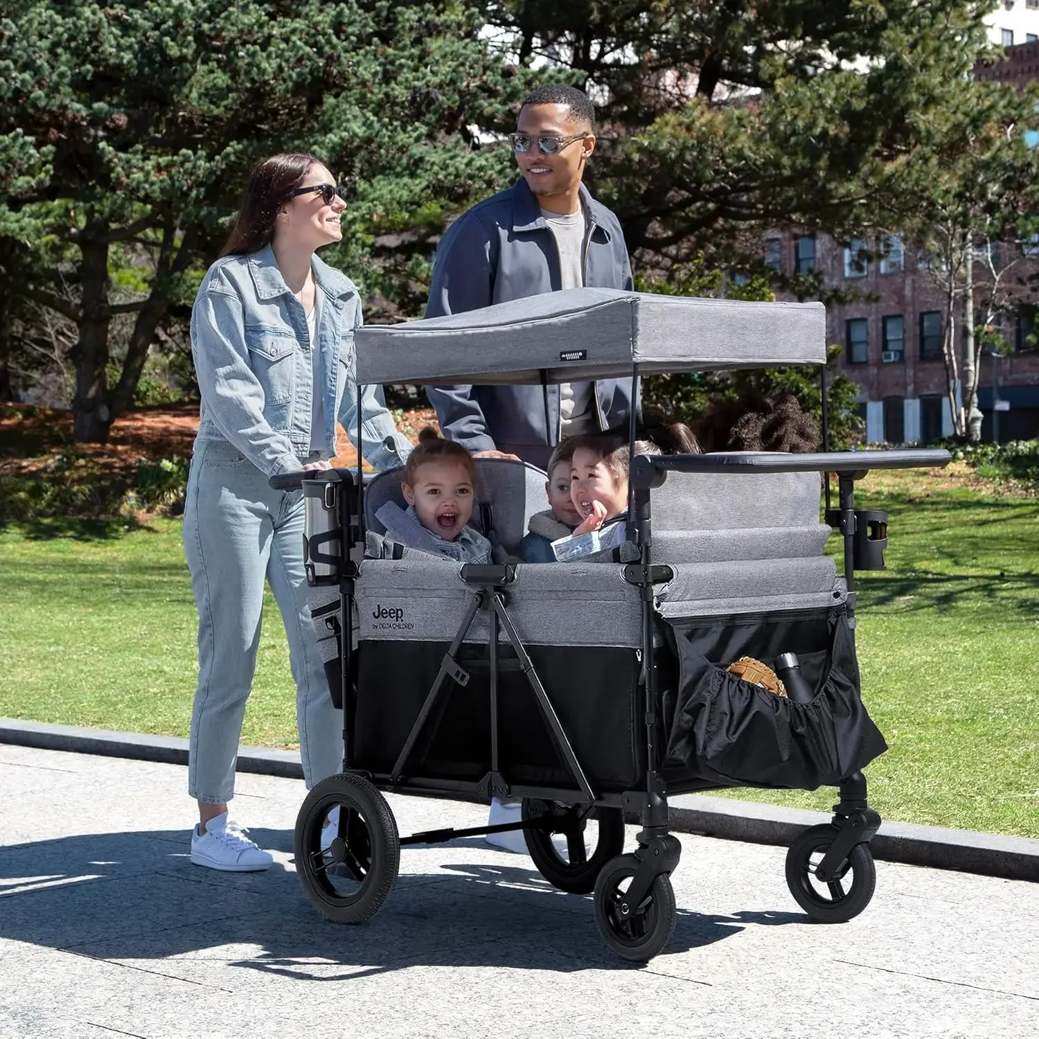 home.Deluxe 4 Seater Stroller Wagon by  - Premium Quad Stroller Wagon for 4 Kids with Convertible Seats,