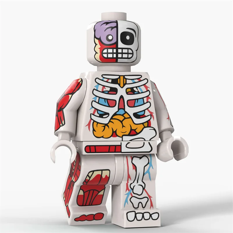 Cartoon Transparent Human Anime Muscle Anatomy Skeletal Bodys Action Figures Building Blocks Toys for Children Gifts - view 4