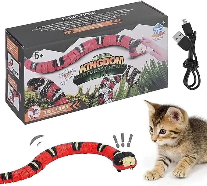 Cat and snake toys, interactive pet toys, intelligent 3D simulation snake toys, fun cat and snake detection snake toys