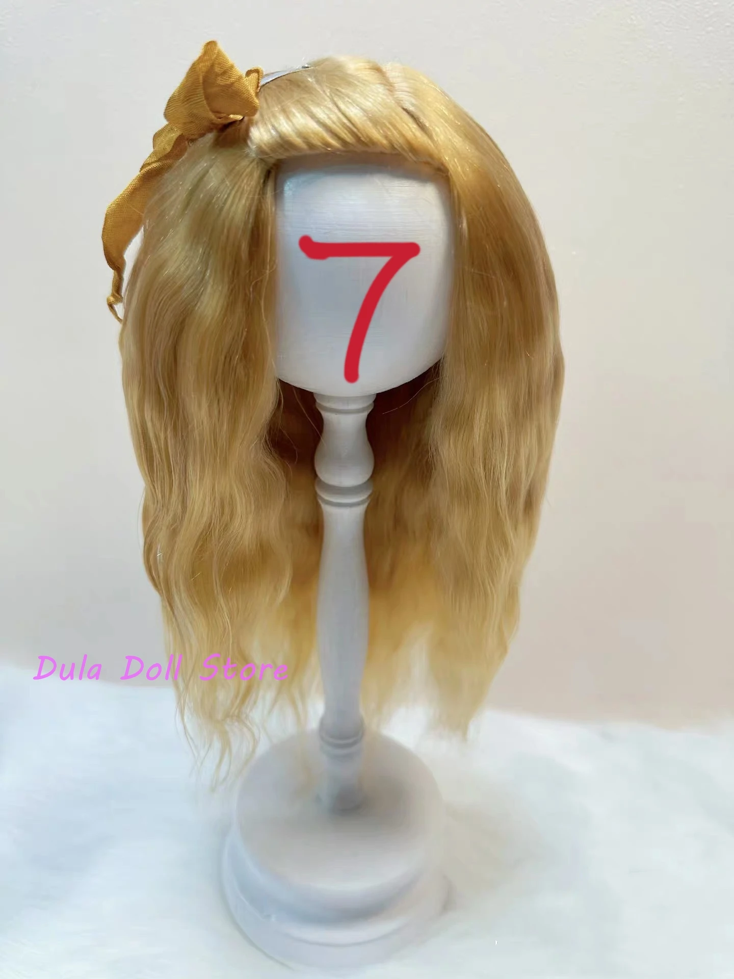 Dula Doll Wigs for Blythe Qbaby natural Mohair Simple curls hair hard seams for 9-10 inch head