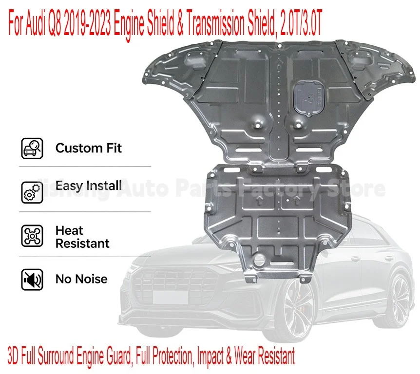 Engine & Transmission Skid Plate Fit Audi Q8 2019-2023 2.0T 3.0T Thickened Chassis Under Cover Protection Armor