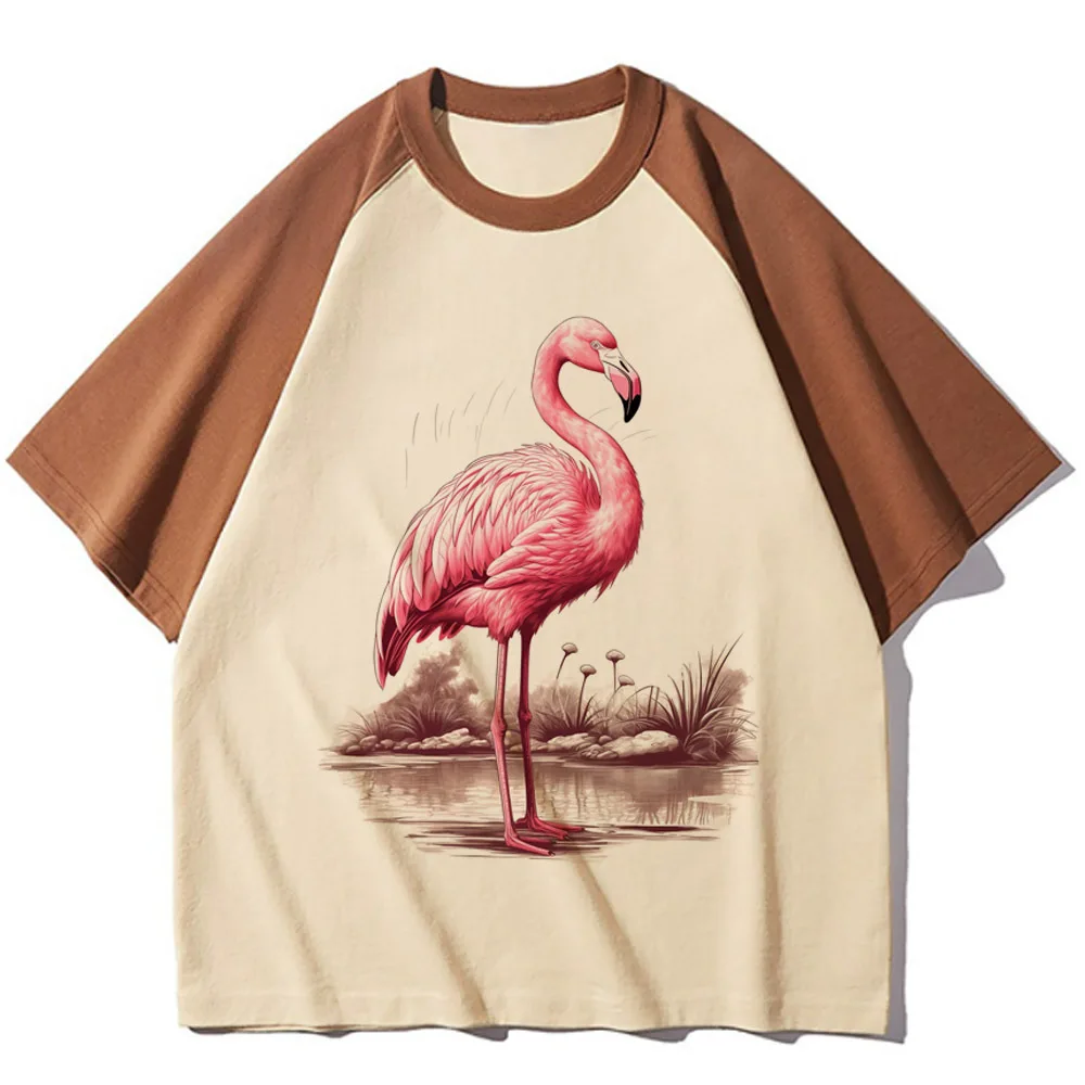 Flamingo t shirt women graphic tee designer crew neck top female designer streetwear manga clothes