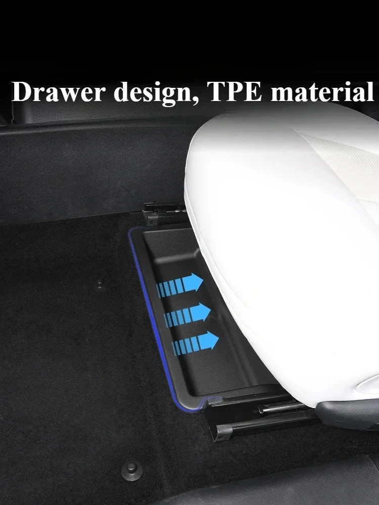 For XPeng G6 2023 2024 Car Under Seat Storage Box Front Row Seat Lower Organizer Hidden Drawer Trash Bin Car Interior Accessory detail image 2