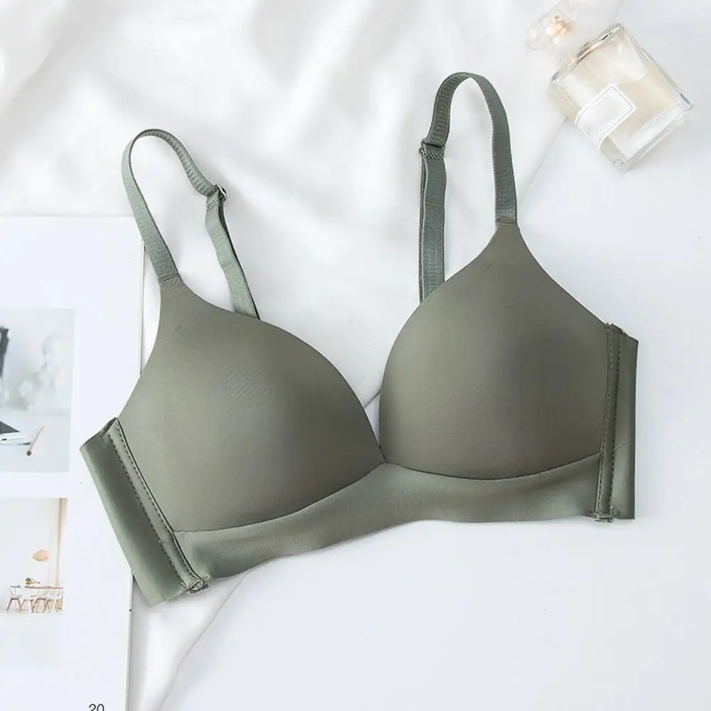 Sutiã push up sem costura, cor sólida, ajustável, não removível, sem fio, para mulheres, lingerie bralette, push up, roupa íntima feminina