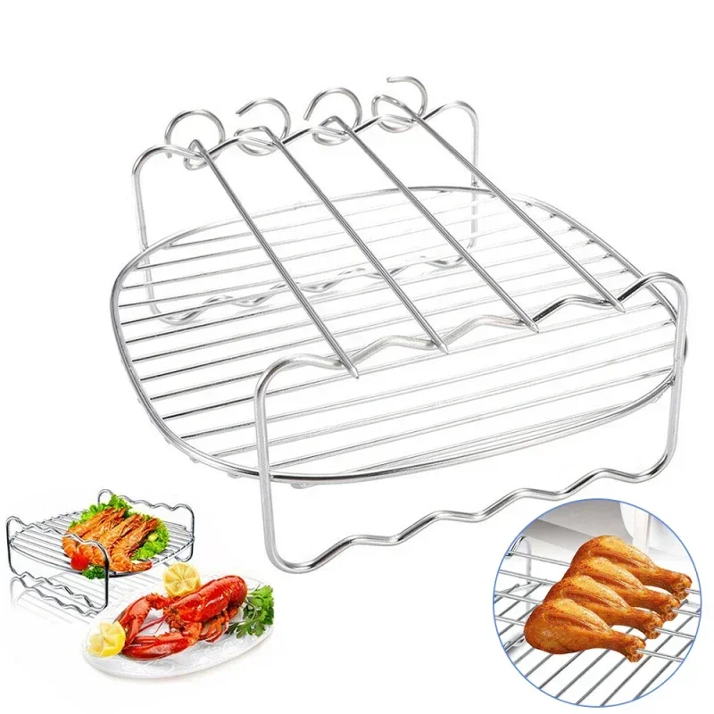 Air Fryer Baking Rack Metal Square/Round/Rectangle Oven Grill Racks Airfryer Accessories for Cosori,Instant Vortex,Gourmia,Foodi