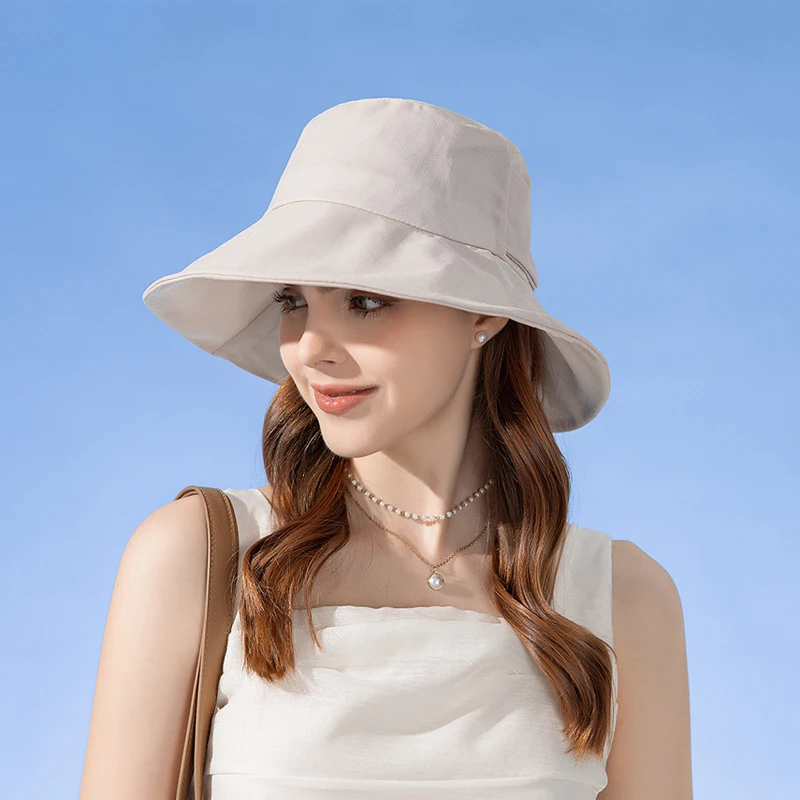 Summer Thin Bucket Hat for Women Large Head Size  Sun Cap Face Neck Shading UV Protection Wide Brim Beach Hat