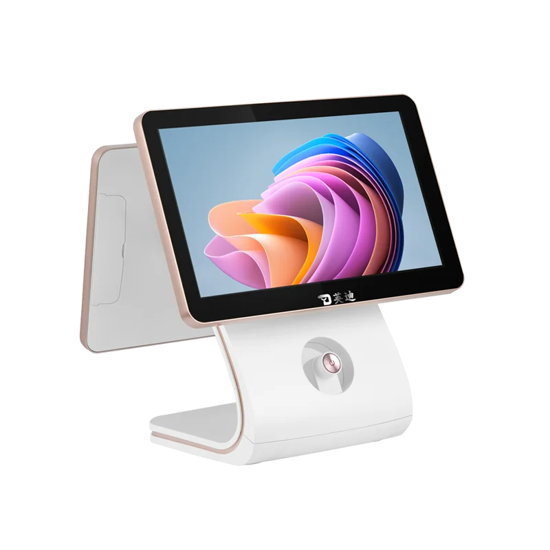 معالج Windows 10/11 عالي I5 8GB 128GB SSD مزدوج 15.6 بوصة عرض قابل للتخصيص ماكينة تسجيل المدفوعات النقدية POS