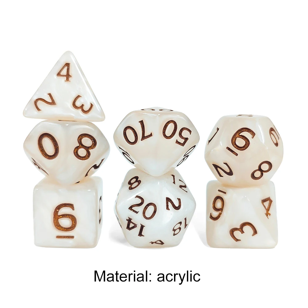 

7Pcs/Set of DND Square Dice And White Transparent Bag Set 16mm-20mm Board Game Accessories Acrylic Material Multi-Faceted Dice