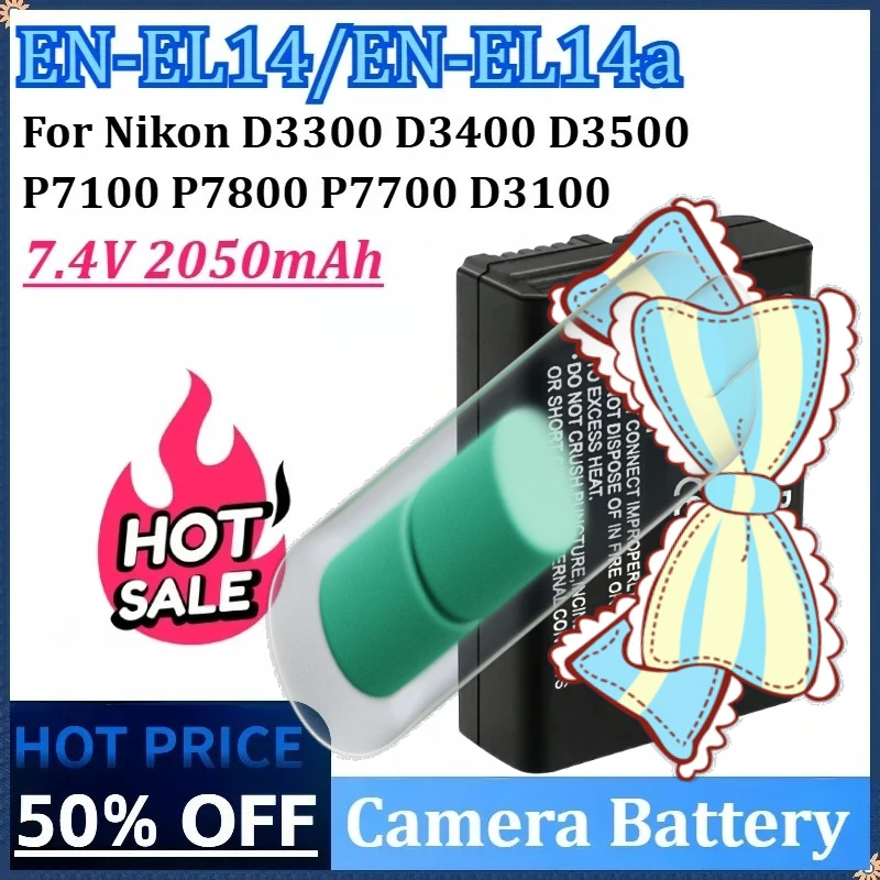 

EN-EL14 EN-EL14a 7.4V 2050mAh Camera Battery for Nikon D3300 D3400 D3100 D3200 D5600 D5100 D5300 D3500 P7100 P7800 P7700