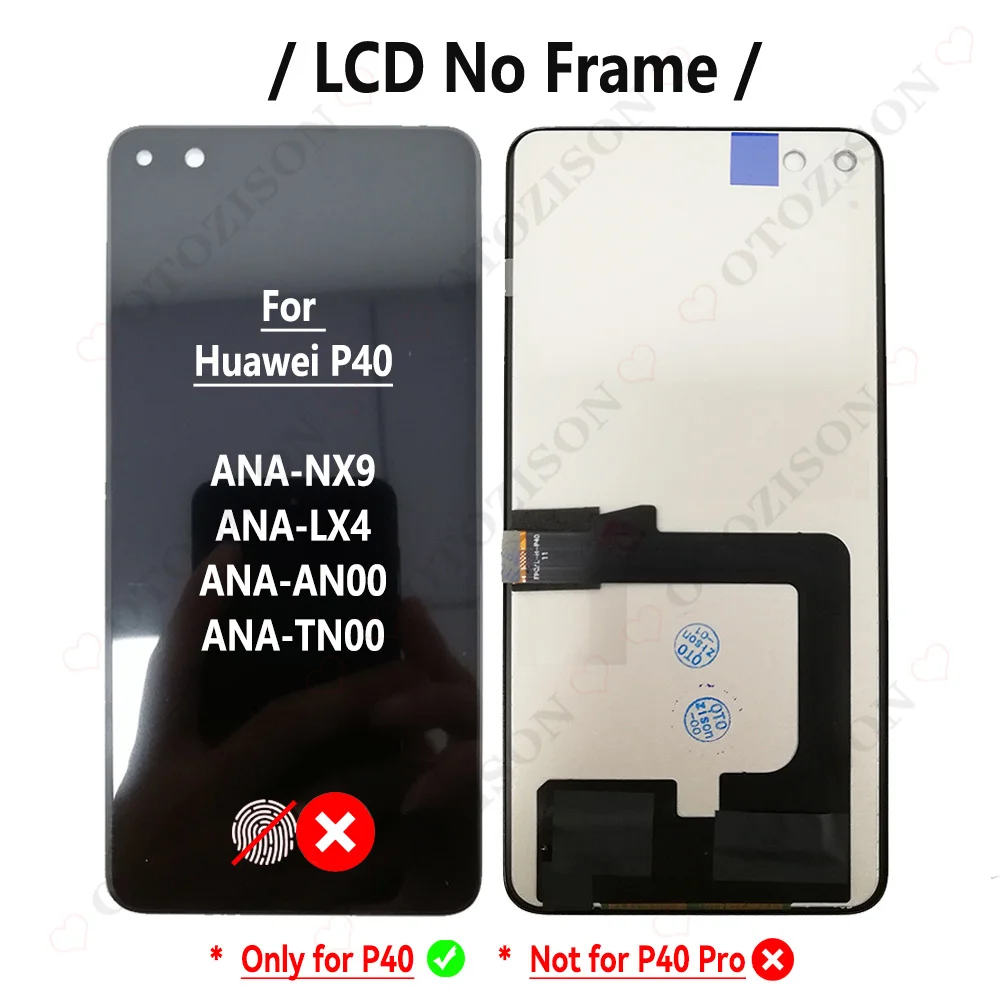 Incell For Huawei P40 LCD With Frame ANA-NX9 ANA-LX4 LCD Display
