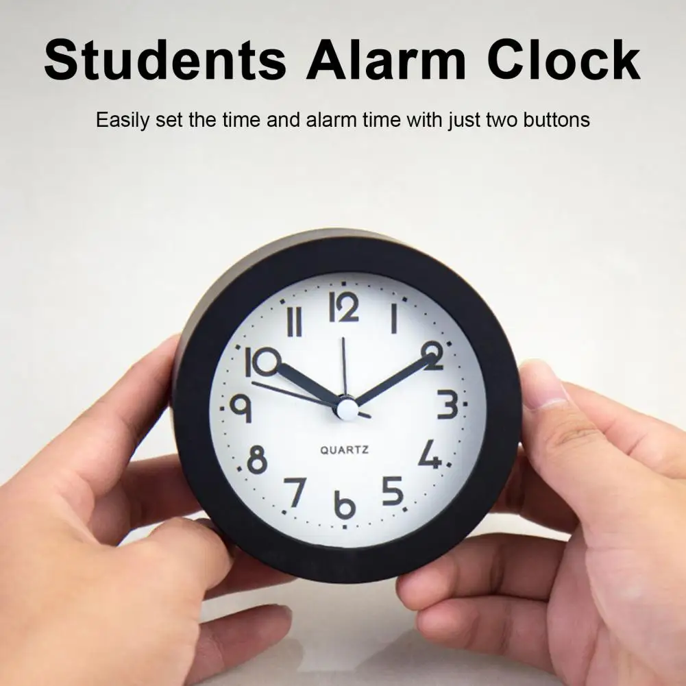 Analog Alarm Clock Night Light Non-Ticking Silent Battery Operated Bedroom Desktop Digital Quartz Clock Children Birthday Gift