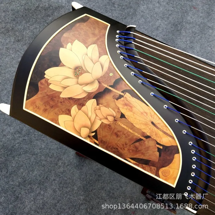 Hot-selling red sandalwood lotus pond moonlight guzheng, playing instrumentos musicais