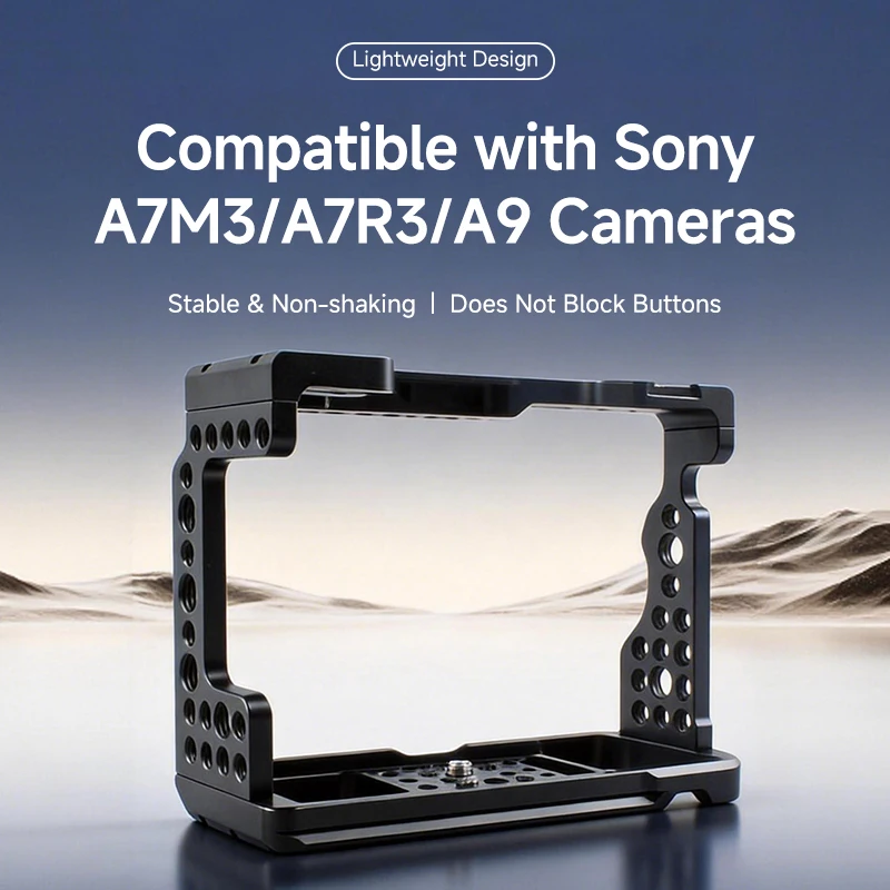 Lightweight Aluminum Alloy Camera Cage for Sony A7M3 A7R3 A9 Multi-Expansion Rig Vlog Shooting Compatible Models