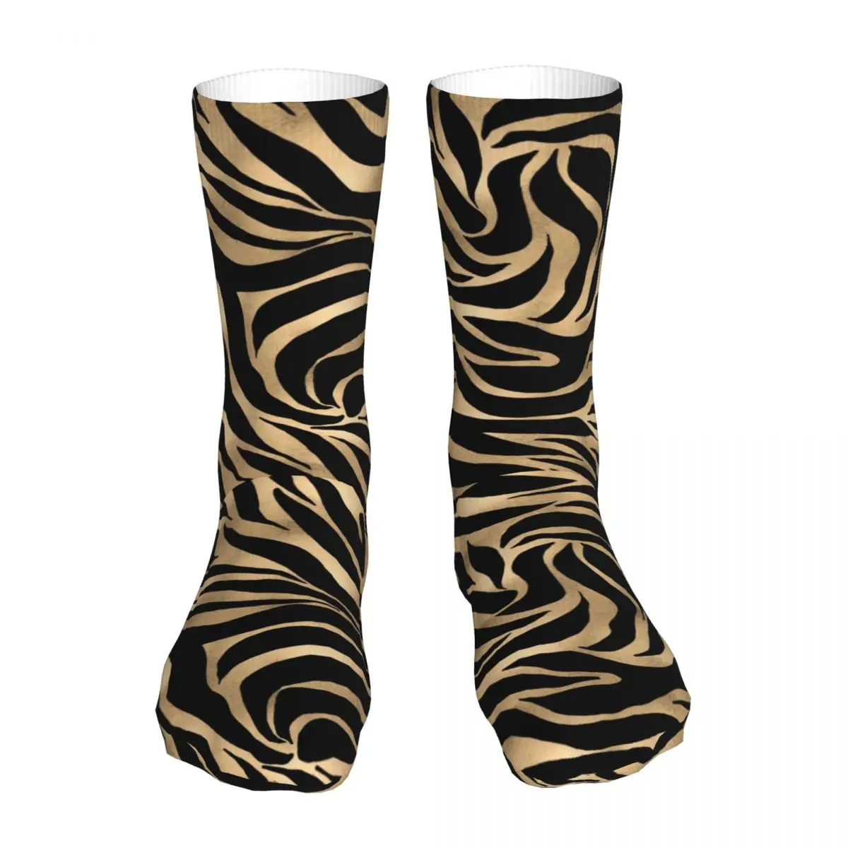 Fashion Socks Men's Women's Harajuku Metallic Gold Zebra Black Animal Print Socks Skateboard Socks Spring Summer Autumn Winter